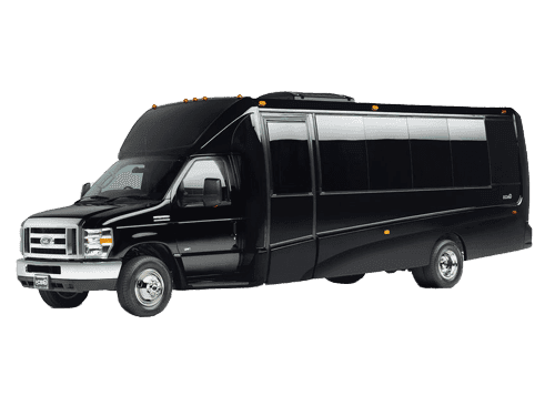 25-passenger Sprinter-style vehicle on transparent background